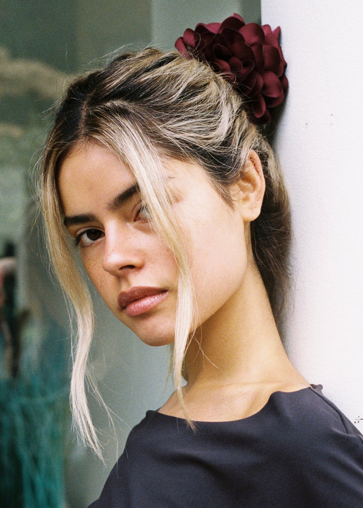 RED DAHLIA SCRUNCHIE