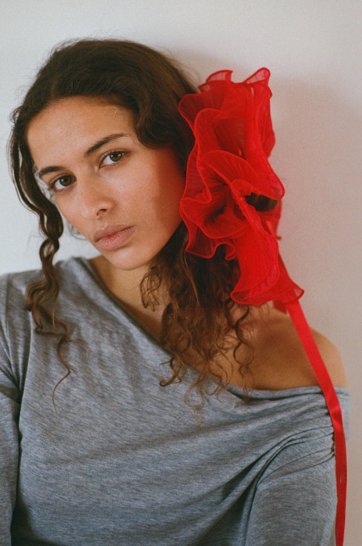 SCARLET ORCHID SCRUNCHIE