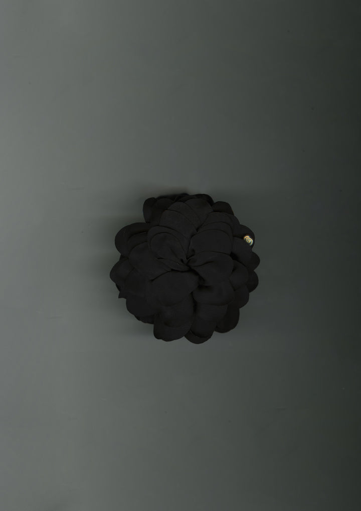 Black Dahlia Satin Flower Scrunchie – Merrma, handmade in Paris