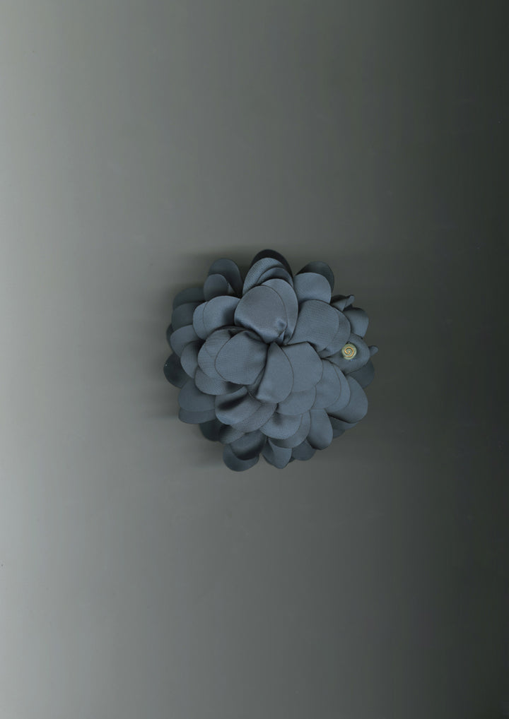 Blue Dahlia Satin Flower Scrunchie – Merrma, handmade in Paris