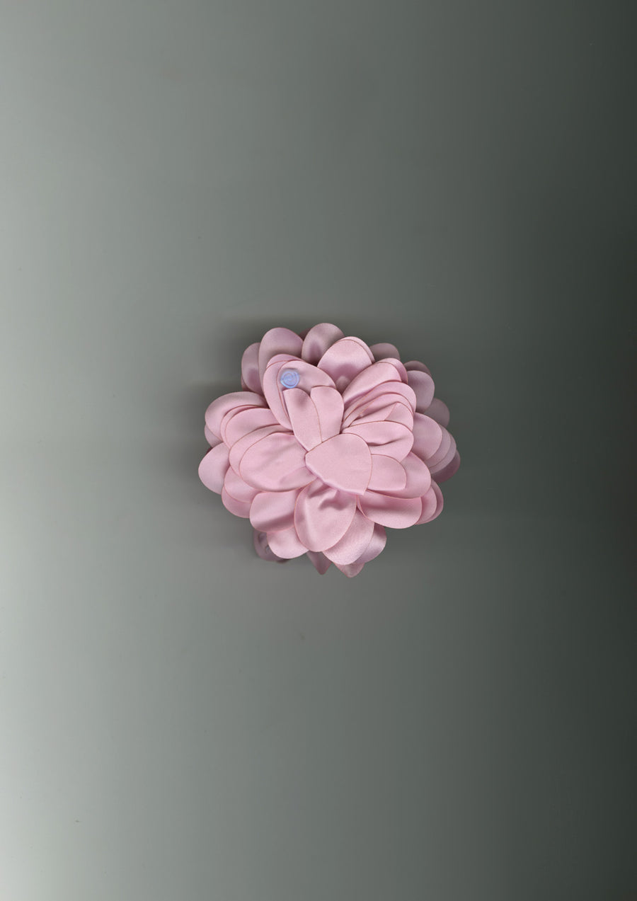 Blush Dahlia Satin Flower Scrunchie – Merrma, handmade in Paris