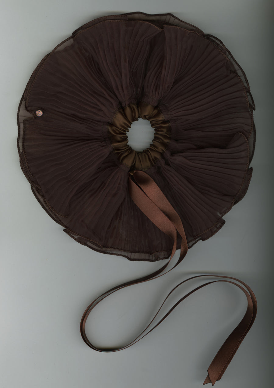 Brown Orchid Pleated Organza Scrunchie – Merrma, handmade in Paris