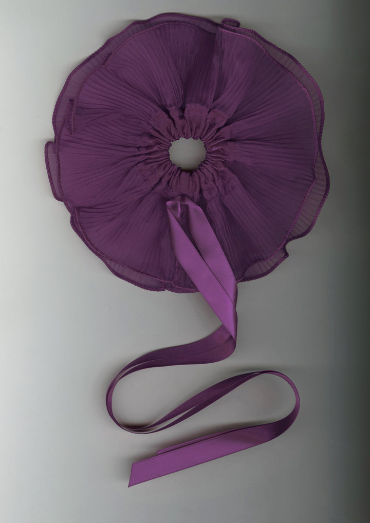 Plum Orchid Pleated Organza Scrunchie – Merrma, handmade in Paris