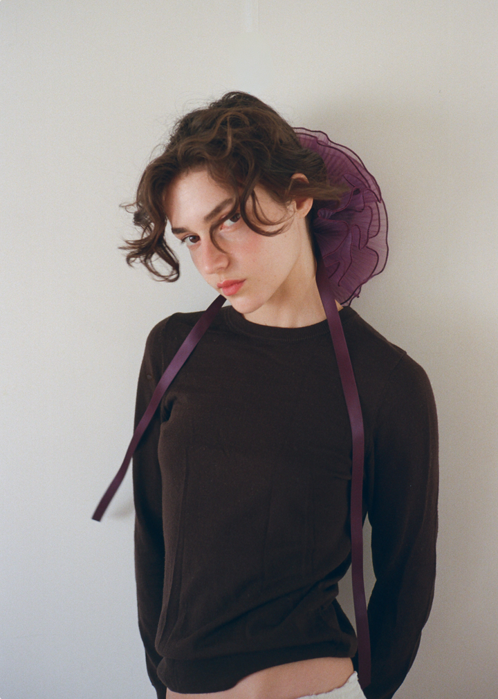 Plum Orchid Pleated Organza Scrunchie – Merrma, handmade in Paris