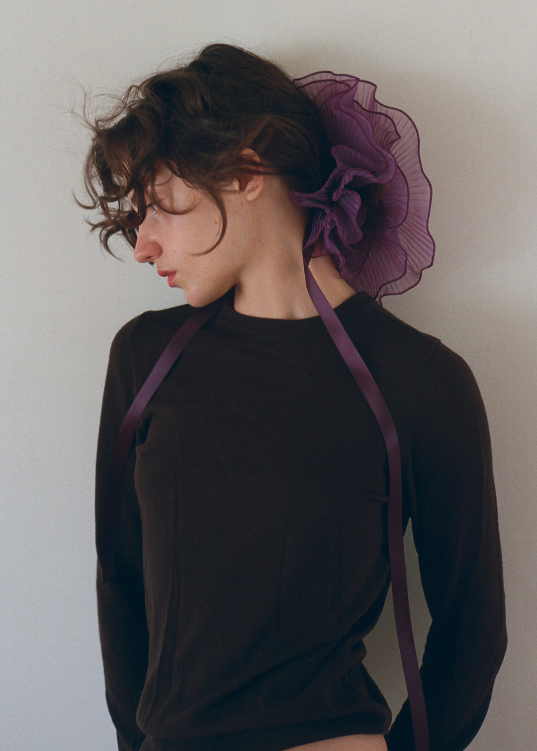 Plum Orchid Pleated Organza Scrunchie – Merrma, handmade in Paris