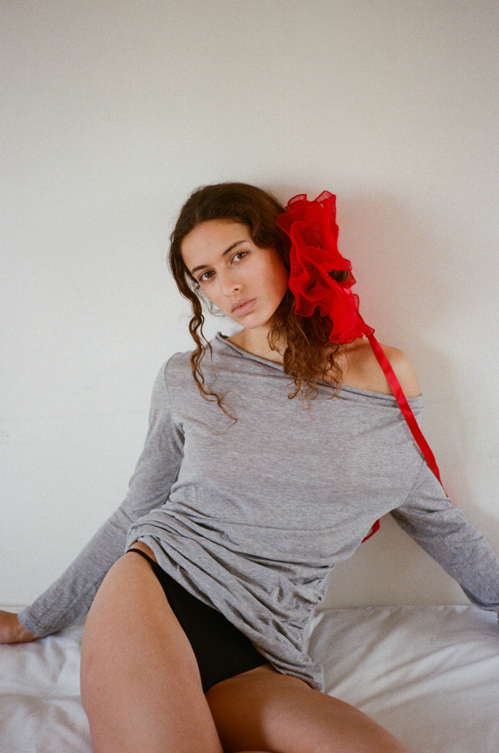 Scarlet Orchid Pleated Organza Scrunchie – Merrma, handmade in Paris