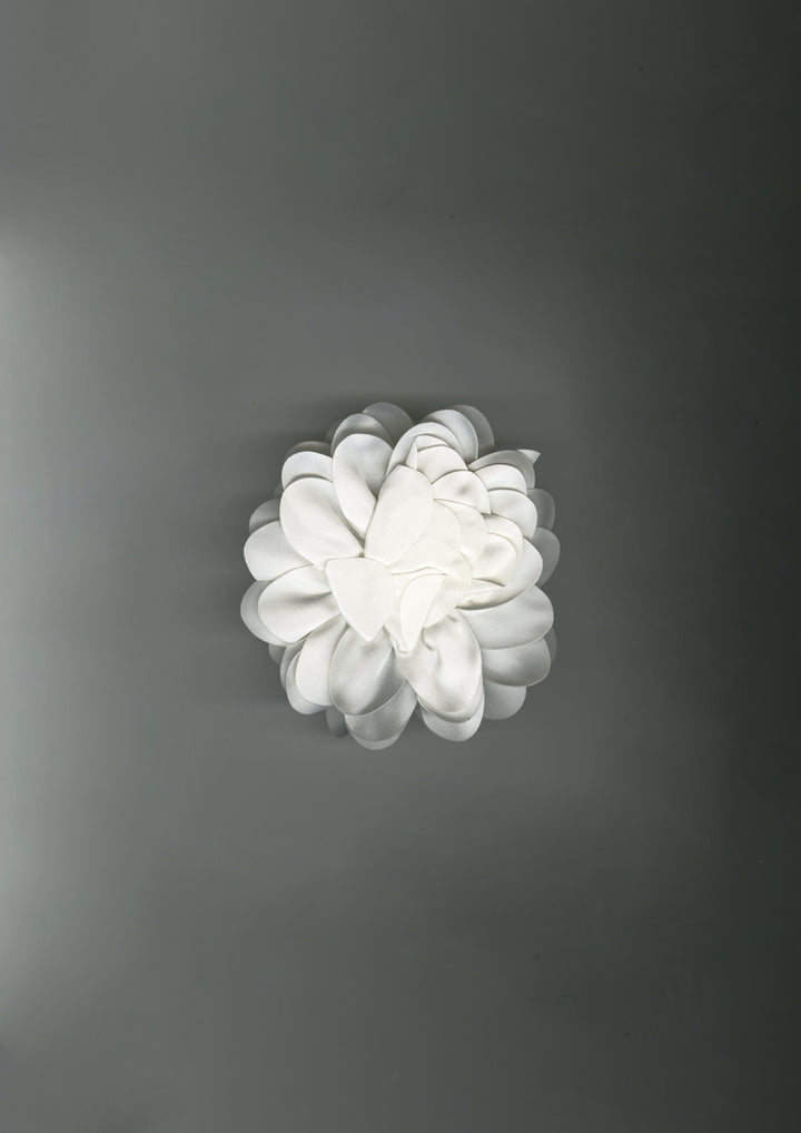White Dahlia Satin Flower Scrunchie – Merrma, handmade in Paris